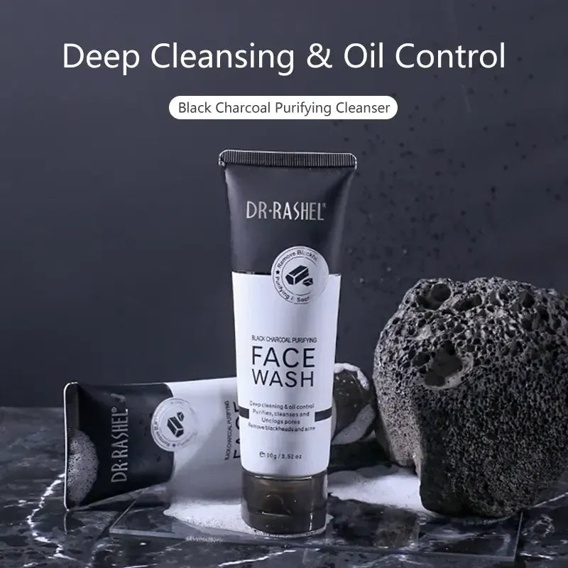 Dr. Rashel Black Charcoal Purifying Face Wash 100g | Deep Cleanse, Remove Blackheads & Detoxify Skin