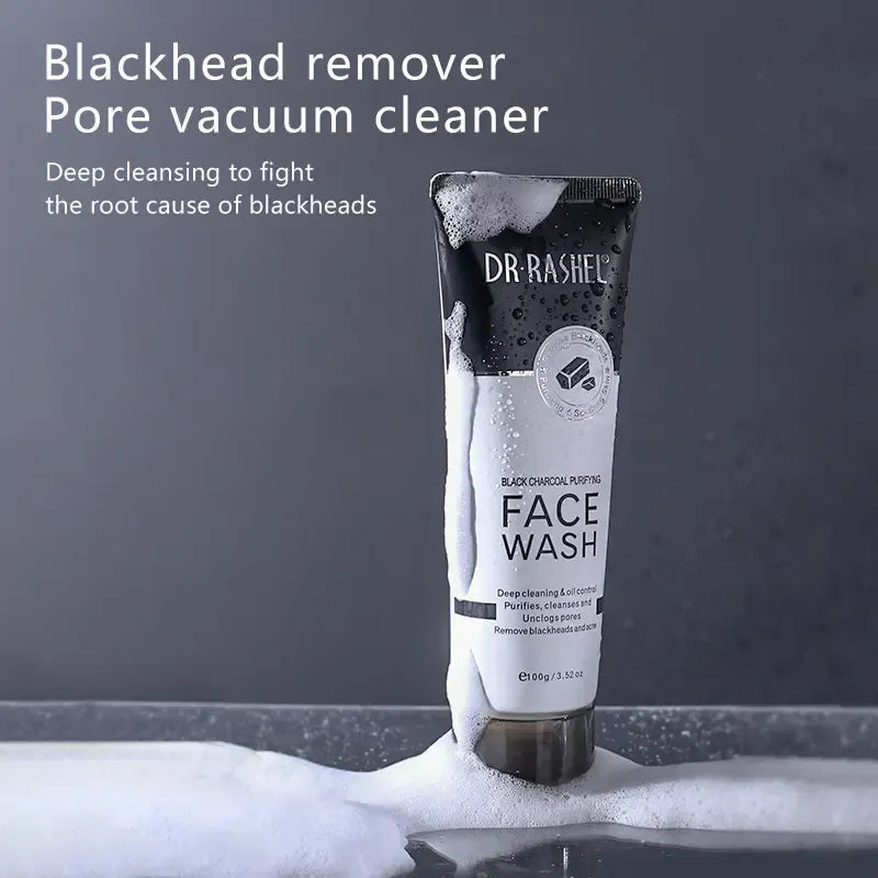 Dr. Rashel Black Charcoal Purifying Face Wash 100g | Deep Cleanse, Remove Blackheads & Detoxify Skin